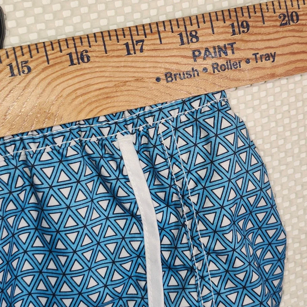 Mr Swim Mens‎ Blue Geometric Triangle Print Swim Trunks Board Shorts XXL 2923